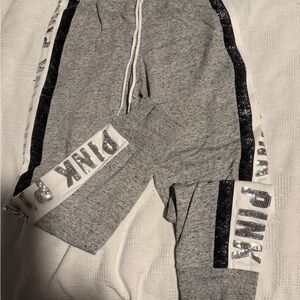NEW w/tag Victoria's Secret Gray Joggers with Black and White an silver sequins